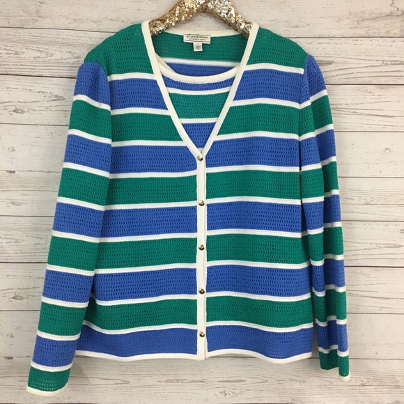 St. John Sport by Marie Gray Sweaters - St. John sport 2 pc tank top cardigan set striped